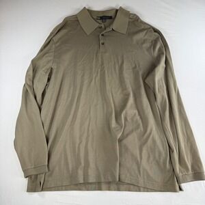 Robert Barakett Mens XXL Long Sleeve‎ Pima Cotton Polo Shirt Taupe Brown
